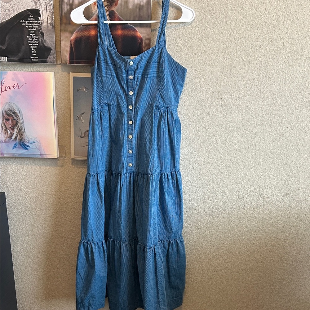 Madewell Blue Button-Front Midi Dress